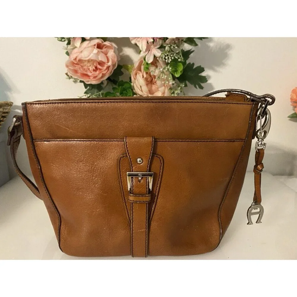 Vintage Etienne Aigner Leather Crossbody Shoulder Bag Purse Brown Boho Organizer - Picture 2 of 16